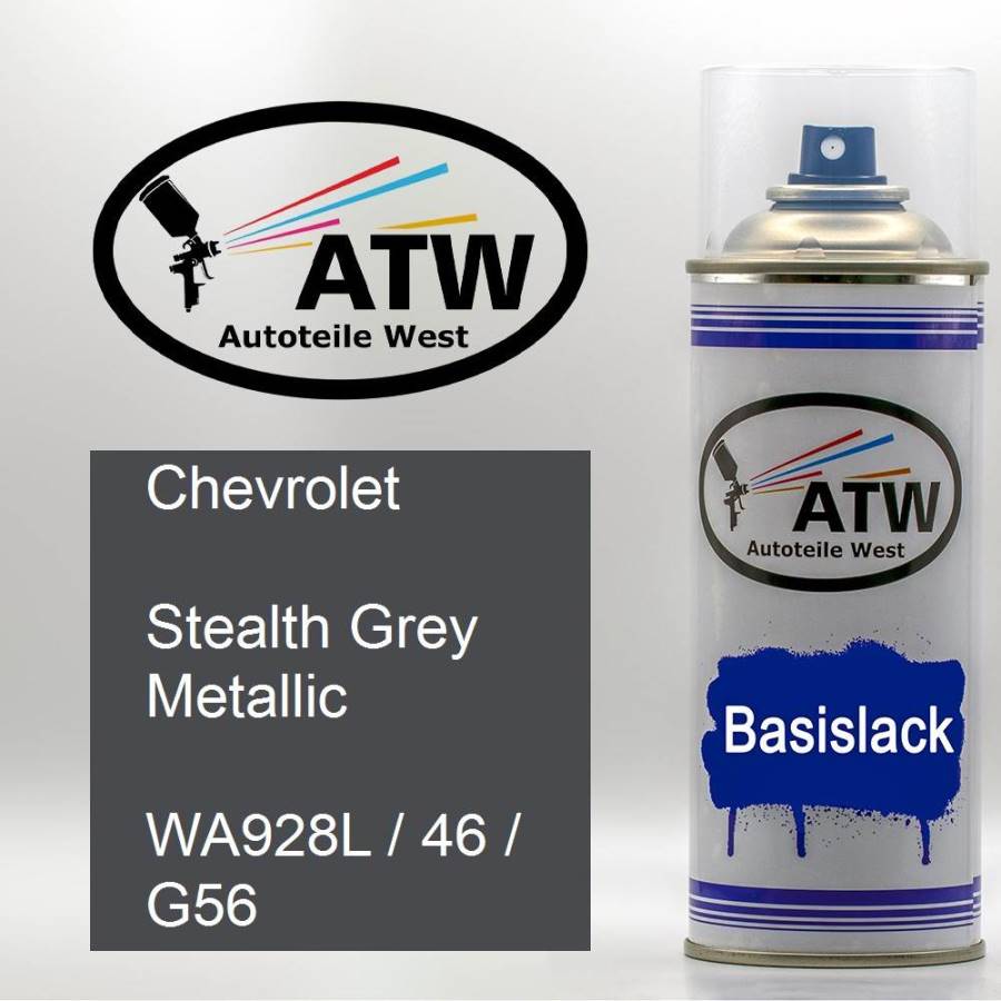 Chevrolet, Stealth Grey Metallic, WA928L / 46 / G56: 400ml Sprühdose, von ATW Autoteile West.